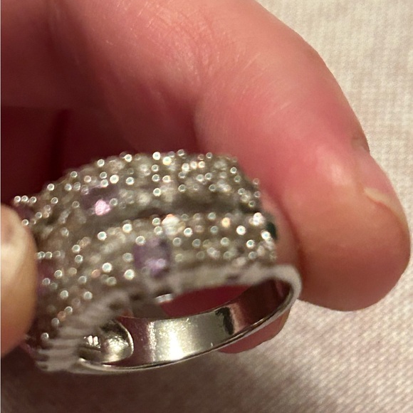 Beautiful sterling silver ring with pink n purple stones not sure if it’s real💎 - Picture 12 of 14